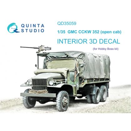 1:35 GMC CCKW 352 Open Cab 3D-Printed & coloured Interior on decal paper (HobbyBoss)