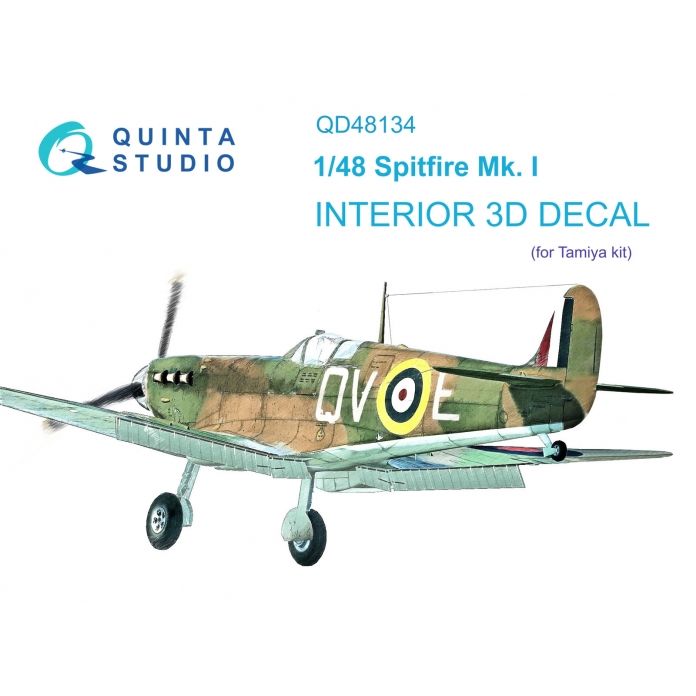 1:48 Spitfire Mk.I 3D-Printed & coloured Interior on decal paper (Tamiya)