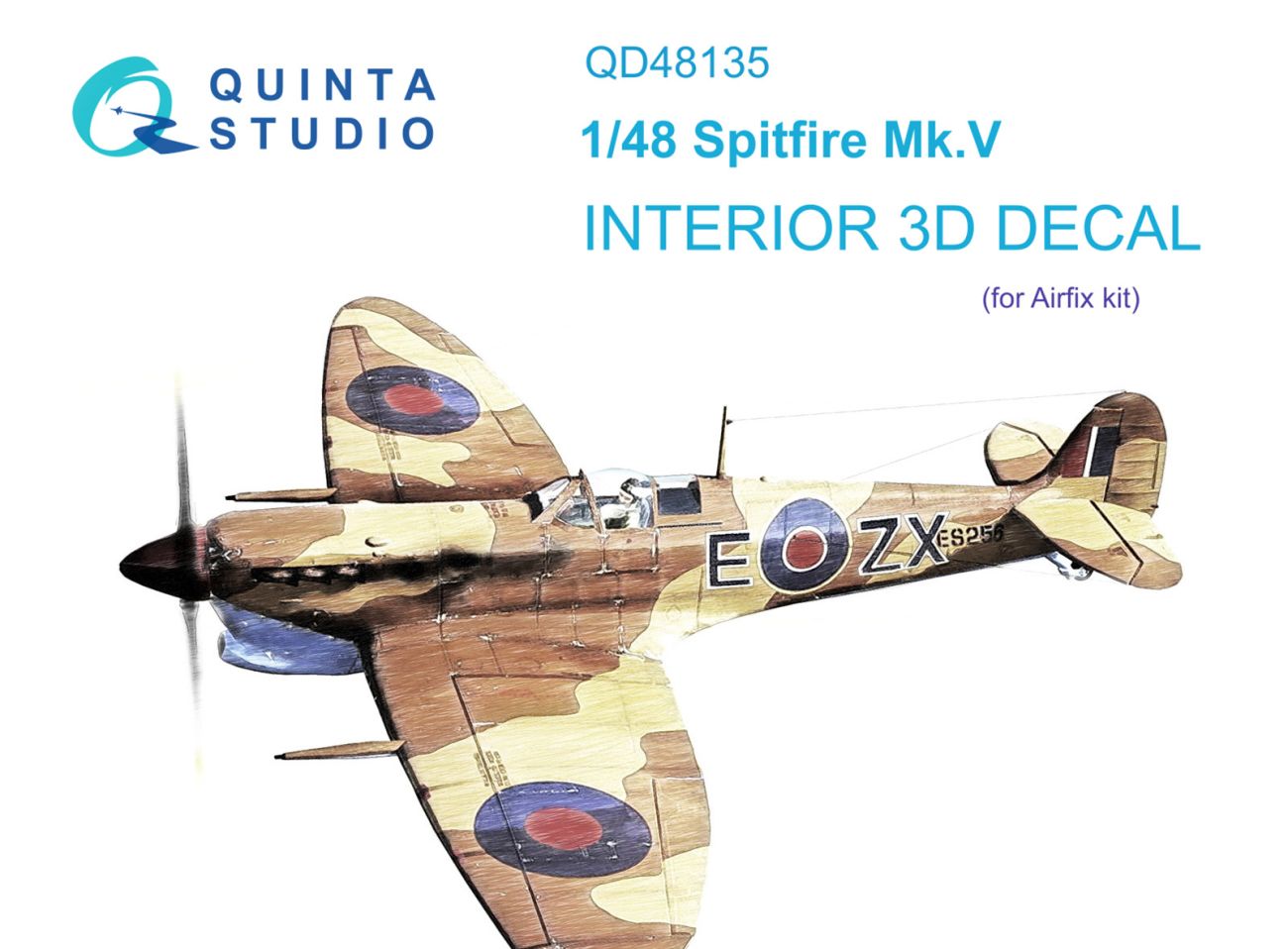 1:48 Spitfire Mk.V 3D-Printed & coloured Interior on decal paper (Airfix)