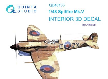 1:48 Spitfire Mk.V 3D-Printed & coloured Interior on decal paper (Airfix)