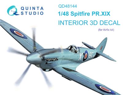 1:48 Spitfire PR.XIX 3D-Printed & coloured Interior on decal paper (Airfix)