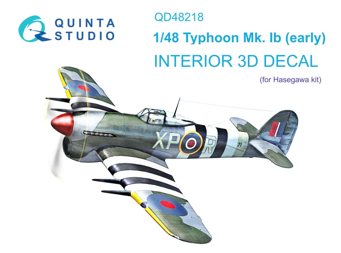 1:48 Hawker Typhoon Mk.1b early 3D-Printed & coloured Interior on decal paper (Hasegawa)