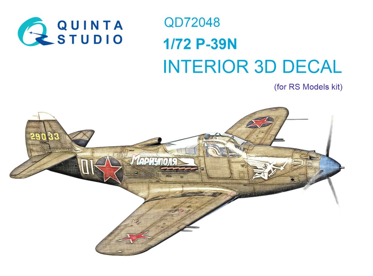 1:72 P-39N 3D-Printed & coloured Interior on decal paper (RS Models)