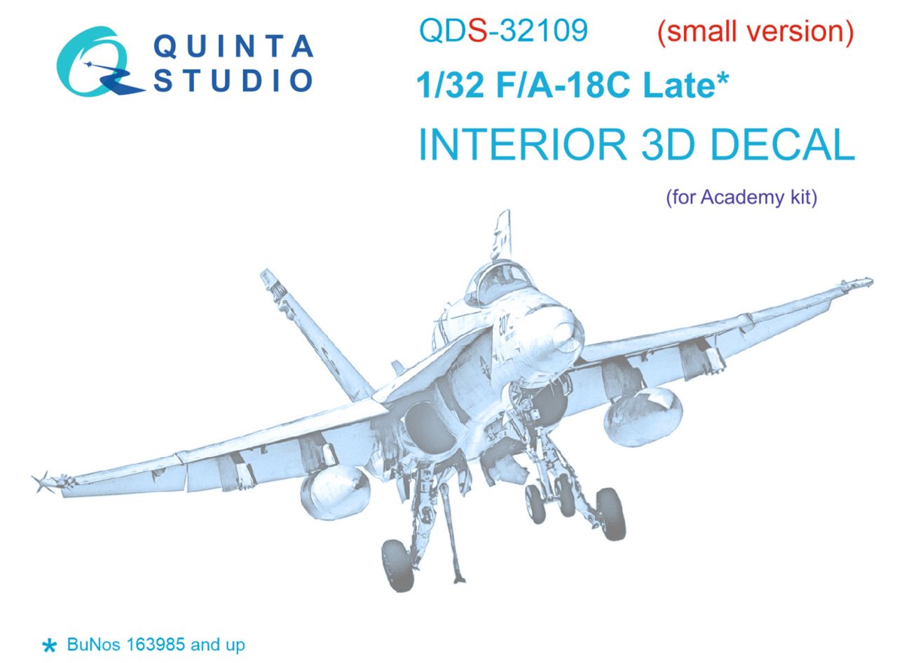 1:32 F/A-18C Late 3D-Printed & coloured Interior on decal paper (Academy) (Small version)