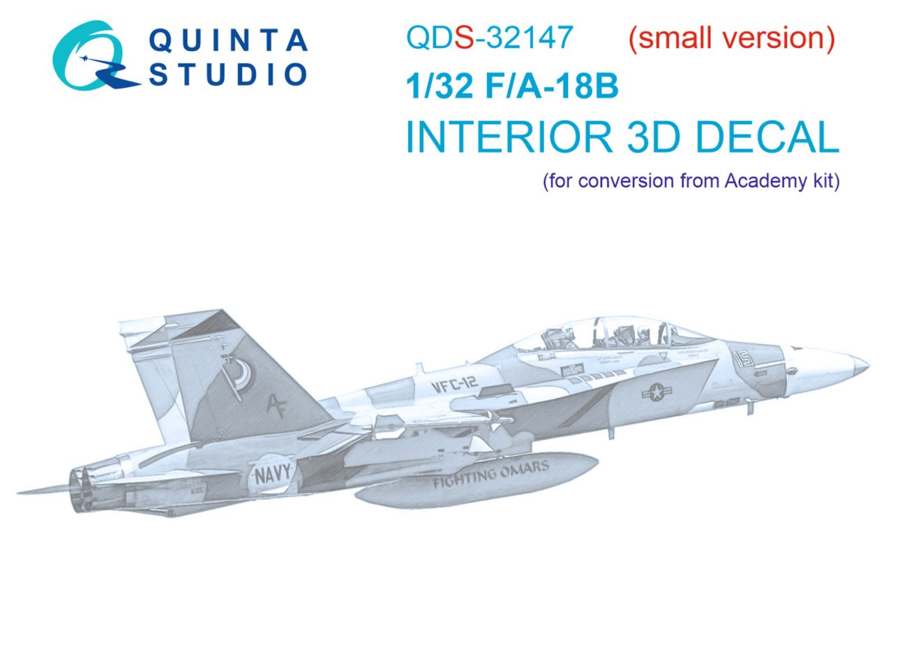 1:32 F/A-18B Early 3D-Printed & coloured Interior on decal paper (Academy) (Small version)
