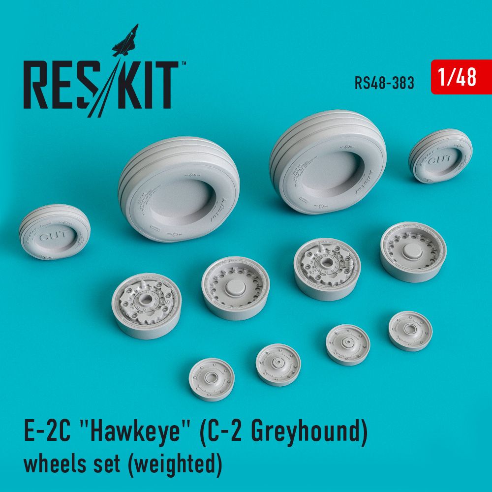 1:48 Grumman E-2C Hawkeye (C-2 Greyhound) wheels set (weighted)