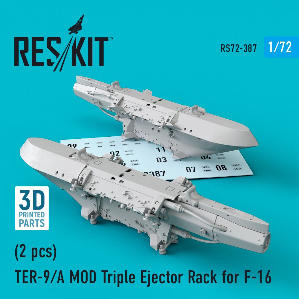 1:72 TER-9/A MOD Triple Ejector Rack for F-16 (2 pcs) (3D Printing)
