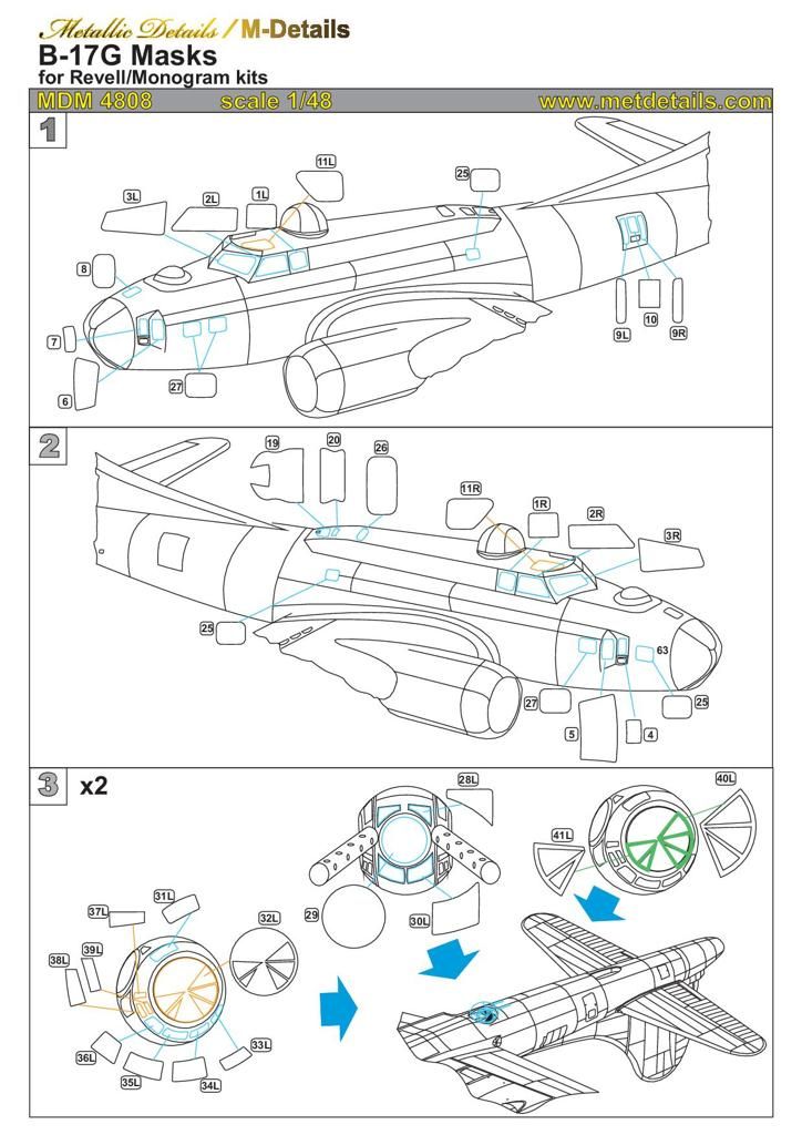 1:48 B-17G. Masks (Revell/Monogram)