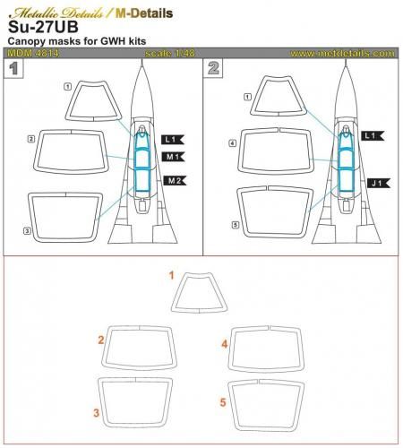 1:48 Su-27UB. Canopy masks (GWH)