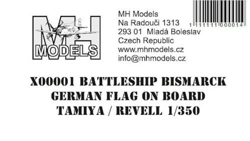1:350 Battleship Bismarck German flag on board for Tamiya/Revell