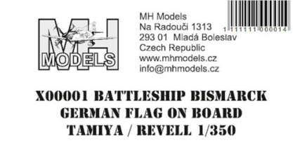 1:350 Battleship Bismarck German flag on board for Tamiya/Revell