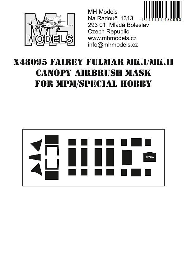1:48 Fairey Fulmar Mk.I/Mk.II Canopy airbrush mask