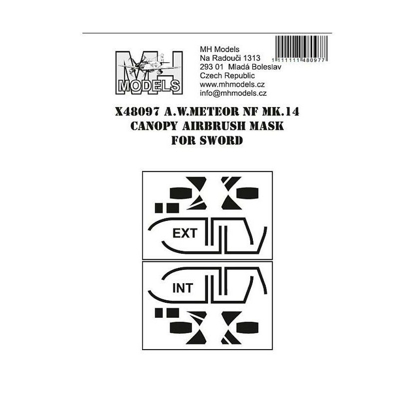1:48 A.W. Meteor NF Mk.14 Canopy airbrush mask