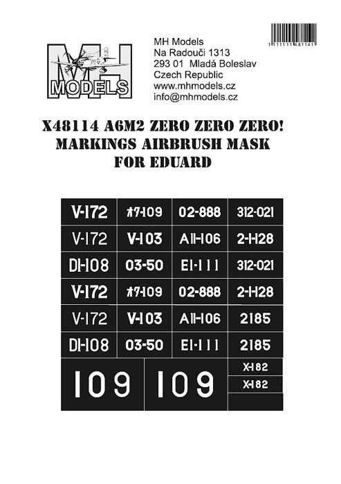 1:48 A6M2 Zero Zero Zero! Markings airbrush mask