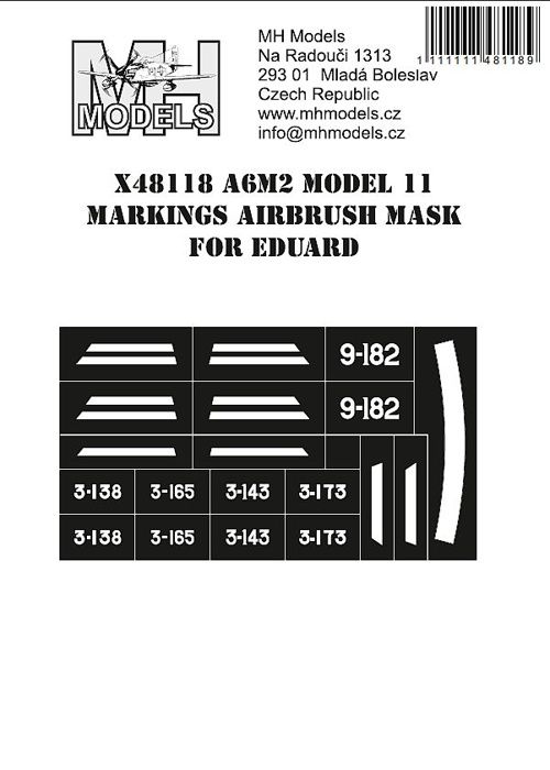1:48 A6M2 Model 11 Markings airbrush mask