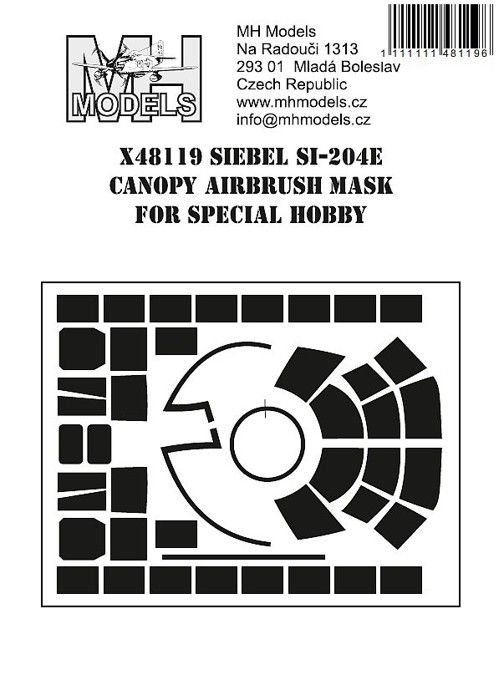 1:48 Siebel Si-204E canopy airbrush mask