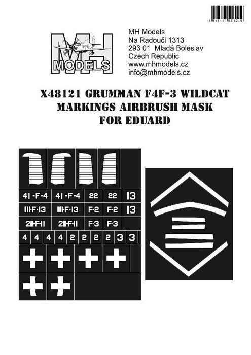 1:48 Grumman F4F-3 Wildcat Markings airbrush mask