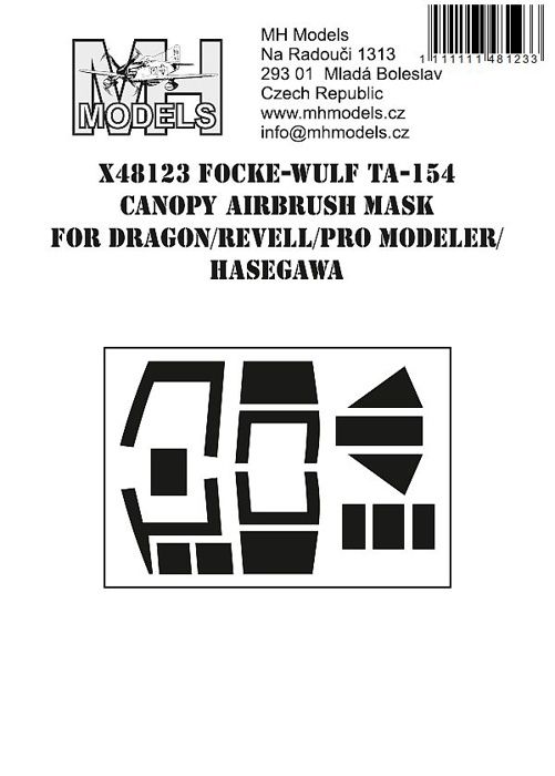 1:48 Focke-Wulf Ta-154 canopy airbrush mask