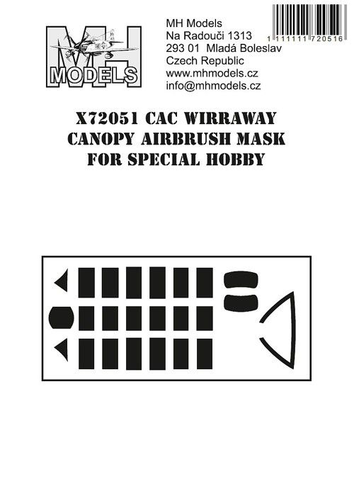 1:72 CAC Wirraway Canopy airbrush mask