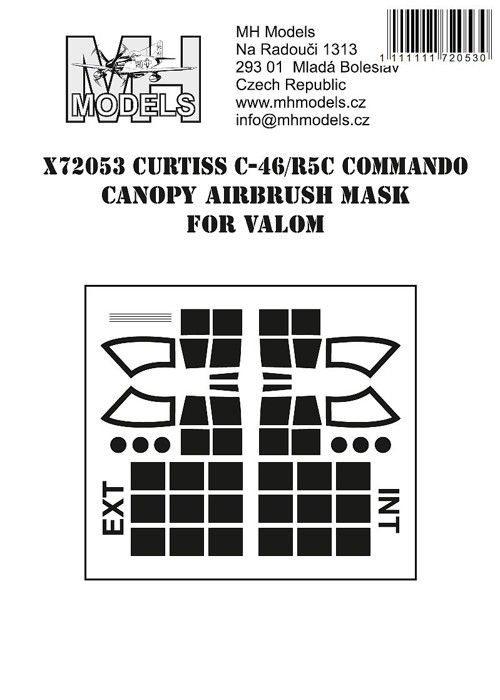 1:72 Curtiss C-46 / R5C Commando canopy airbrush mask