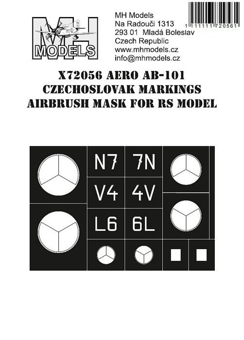 1:72 Aero Ab-101 Czechoslovak markings airbrush mask