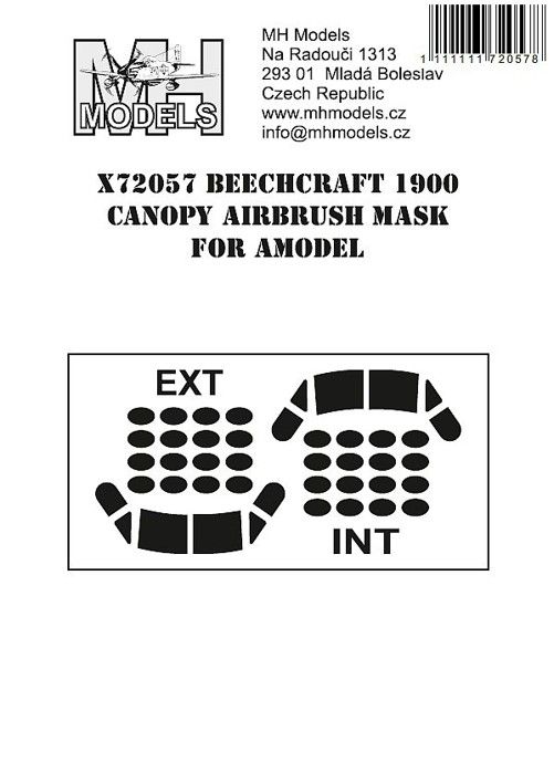 1:72 Beechcraft 1900 canopy airbrush mask