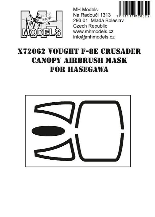 1:72 Vought F-8E Crusader canopy airbrush mask
