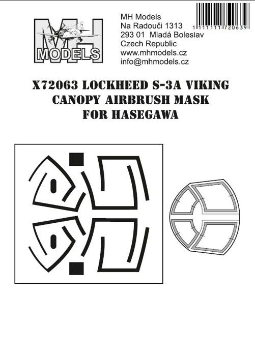 1:72 Vought F-8E Crusader canopy airbrush mask