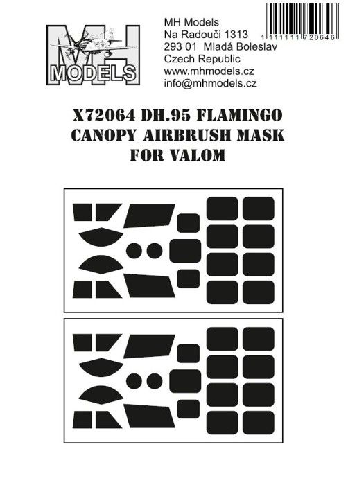 1:72 DH.95 Flamingo canopy airbrush mask