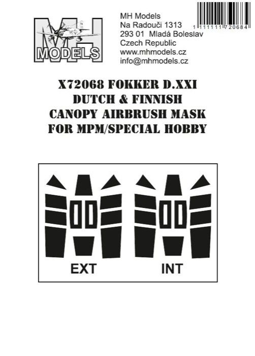 1:72 Fokker D.XXI Dutch & Finnish early canopy airbrush mask