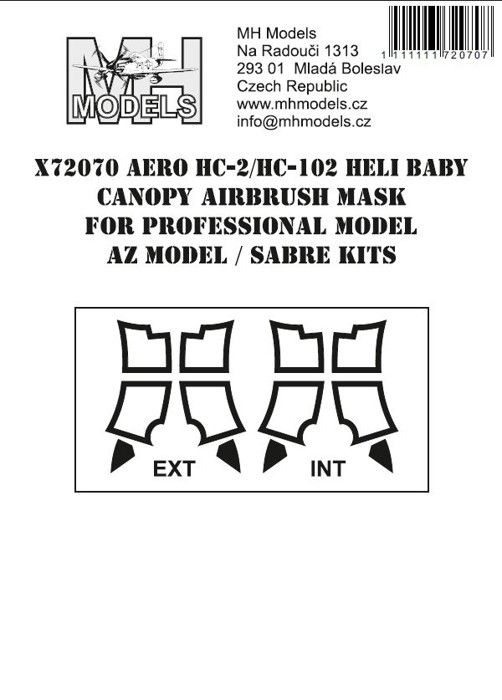 1:72 Aero HC-2/HC-102 Heli Baby canopy airbrush mask