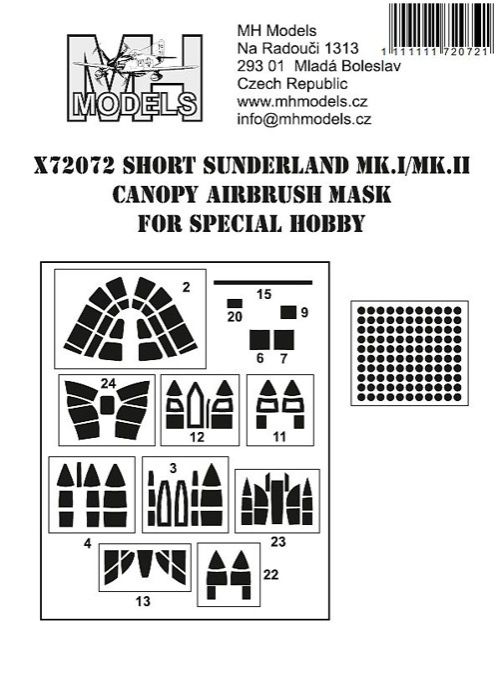 1:72 Short Sunderland Mk.I/II Canopy airbrush mask
