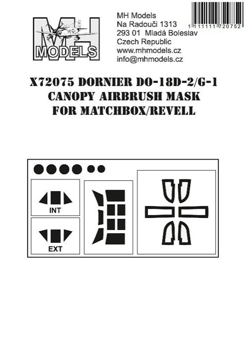 1:72 Dornier Do-18D-2/G-1 canopy airbrush mask