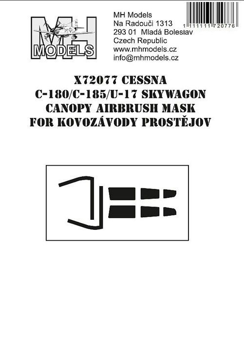 1:72 Cessna C-180/C-185/U-17 Skywagon canopy airbrush mask