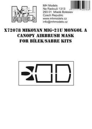 1:72 Mikoyan Mig-21U Mongol A canopy airbrush mask