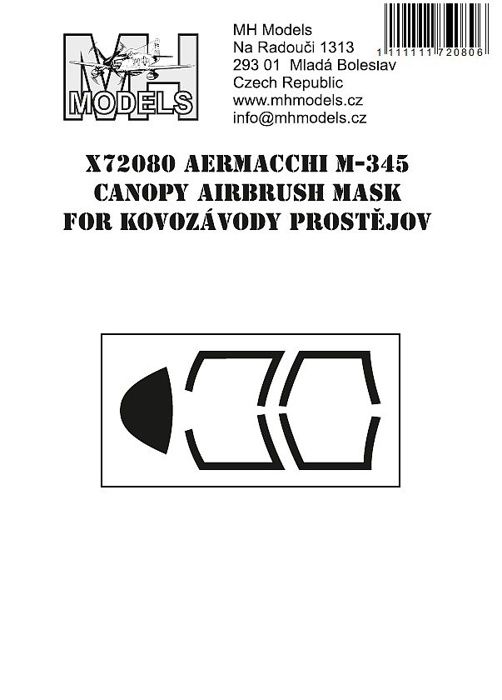 1:72 Aermacchi M-345 canopy airbrush mask