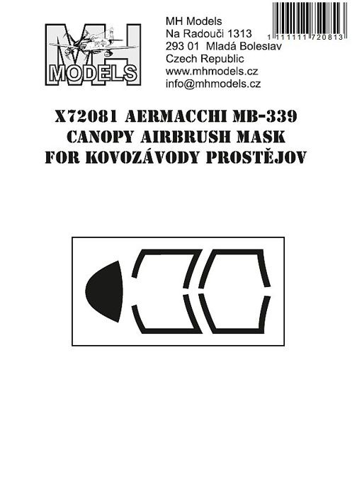 1:72 Aermacchi MB-339 canopy airbrush mask