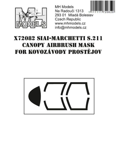 1:72 SIAI-Marchetti S.211 canopy airbrush mask