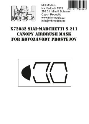 1:72 SIAI-Marchetti S.211 canopy airbrush mask