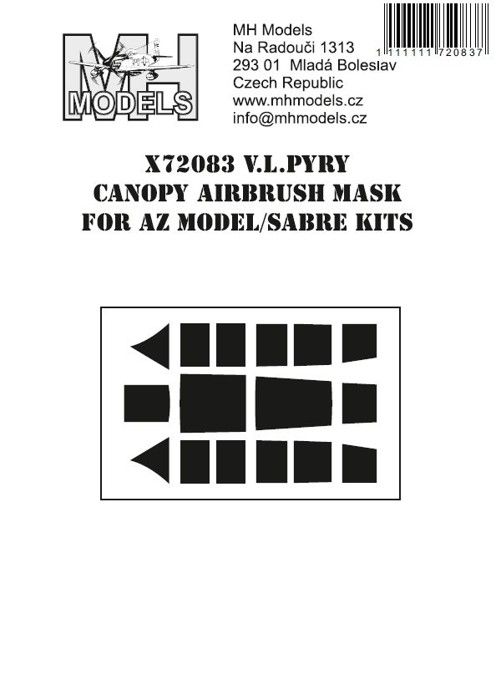 1:72 V.L. Pyry canopy airbrush mask