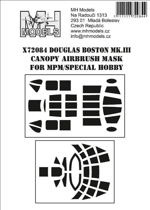 1:72 Douglas Boston Mk.III Canopy airbrush mask