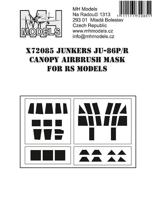 1:72 Junkers Ju-86P/R canopy airbrush mask