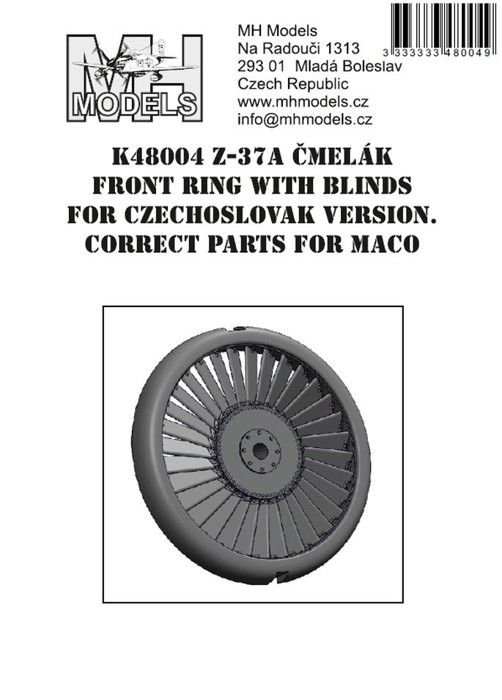 1:48 Z-37A Čmelák front ring with blinds for the Czechoslovak version. Correct parts