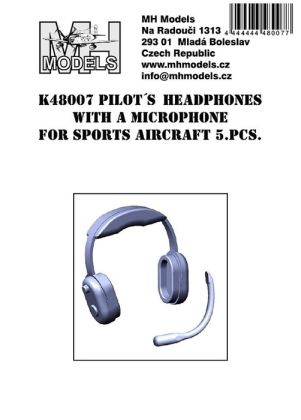 1:48 Pilot´s headphones with a microphone for sports aircraft 5pcs.