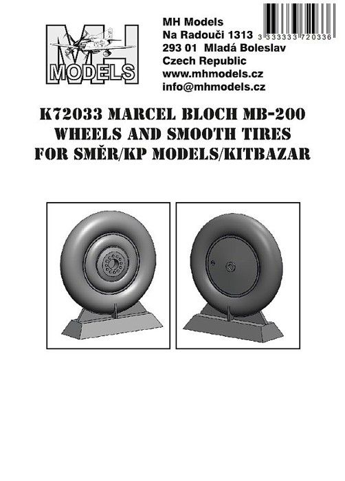 1:72 Marcel Bloch MB-200 Wheels and smooth tires