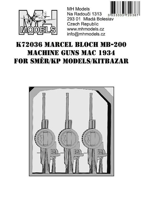 1:72 Marcel Bloch MB-200 machine guns MAC 1934