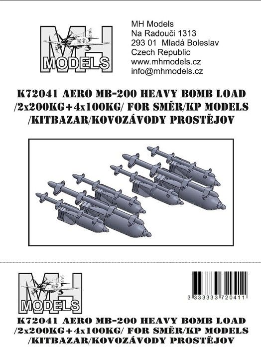 1:72 Aero MB-200 heavy bomb load (2x 200kg + 4x 100kg)
