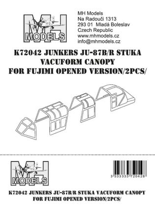 1:72 Junkers Ju-87B/R Stuka vacuform canopy for Fujimi opened version 2pcs