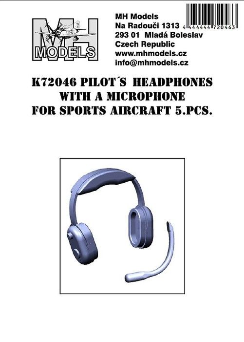 1:72 Pilot´s headphones with a microphone for sports aircraft 5pcs.