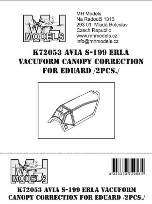 1:72 Avia S-199 Erla vacuform canopy correction set for Eduard closed version 2pcs.